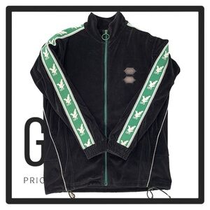 OFF-WHITE Logo Intarsia Velour Track Jacket
Black/Green